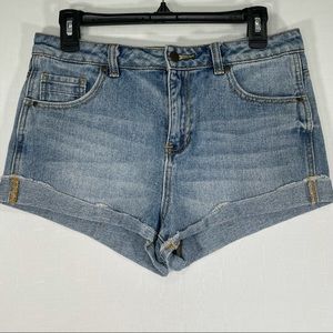 Kendall & Kylie Folded Hem  Denim Light Wash Short